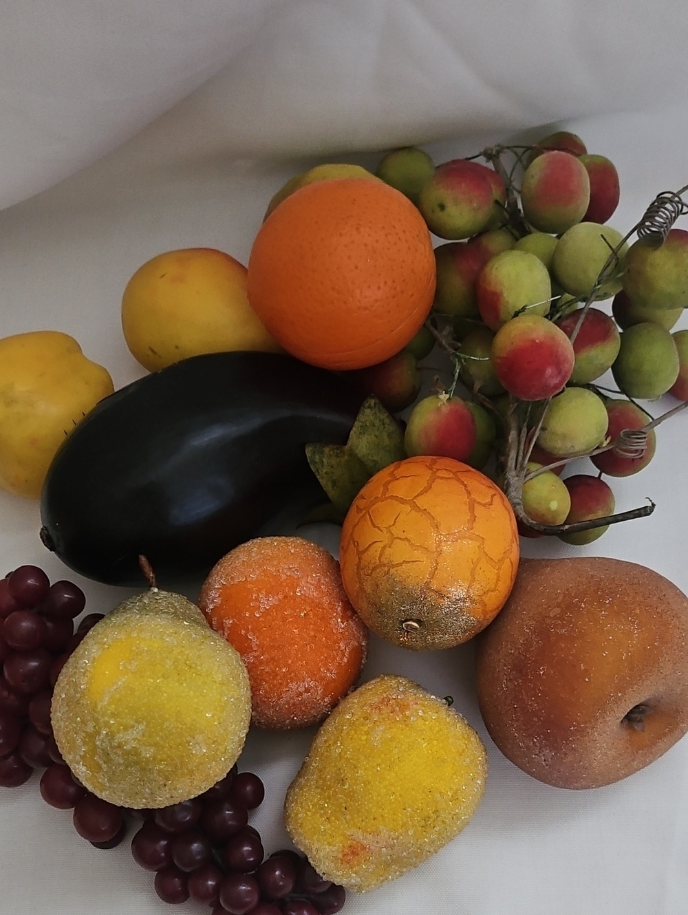 Decorative Faux Fruit Arrangement - Mixed Yellow, Orange, Green, Purple